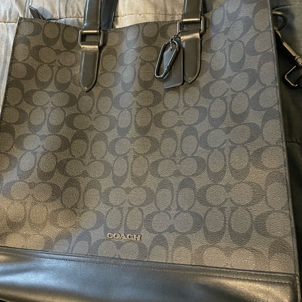 Coach Graham Structured Tote Bag in Signature Canvas in Charcoal/ Black C3232 - Picture 9 of 13